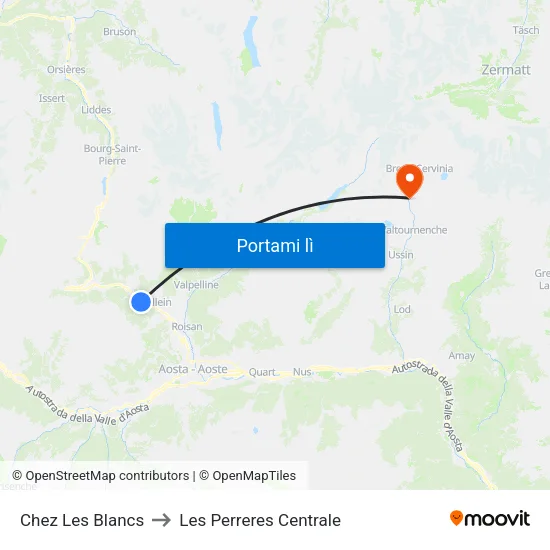 Chez Les Blancs to Les Perreres Centrale map