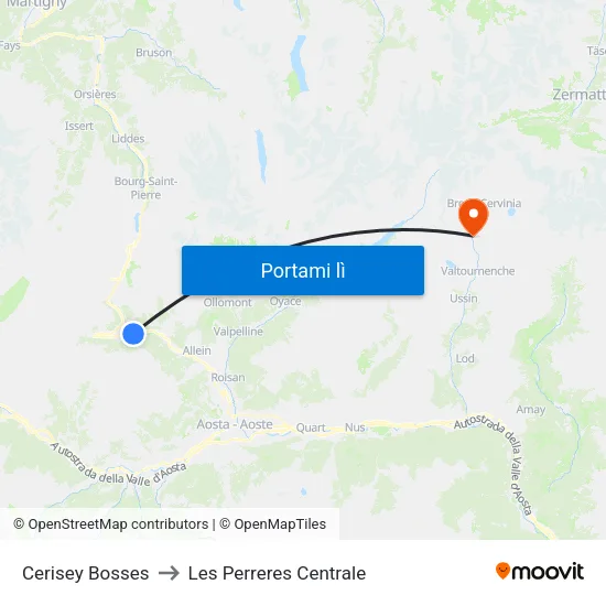 Cerisey Bosses to Les Perreres Centrale map