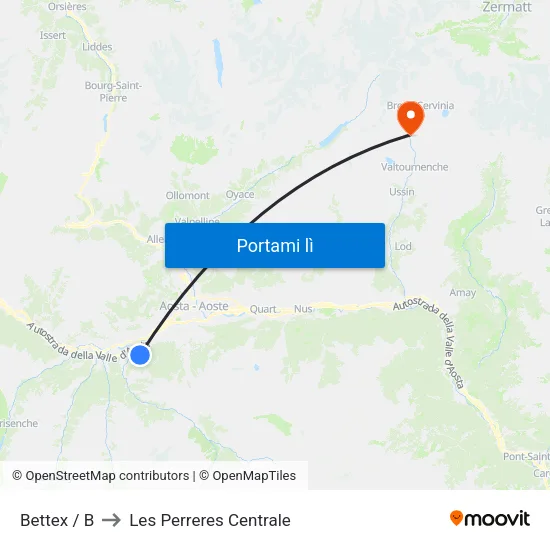 Bettex / B to Les Perreres Centrale map
