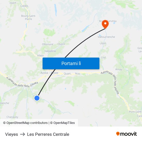 Vieyes to Les Perreres Centrale map