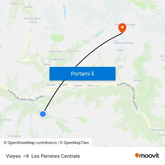 Vieyes to Les Perreres Centrale map