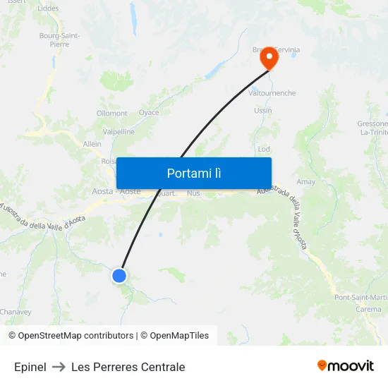 Epinel to Les Perreres Centrale map