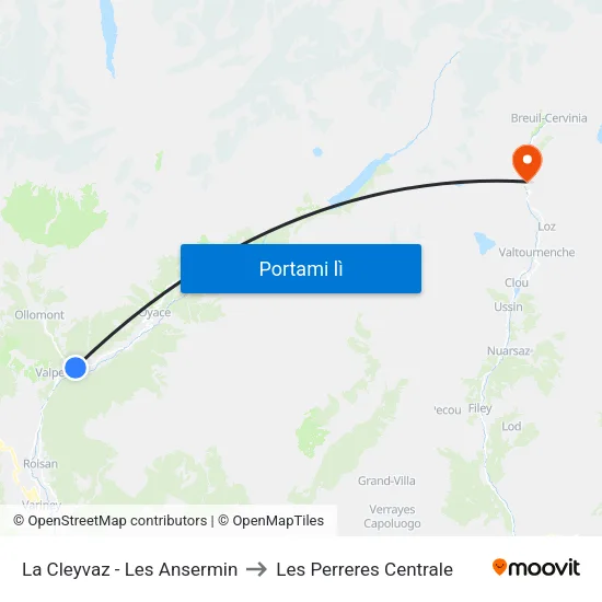 La Cleyvaz - Les Ansermin to Les Perreres Centrale map