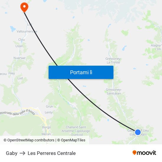 Gaby to Les Perreres Centrale map