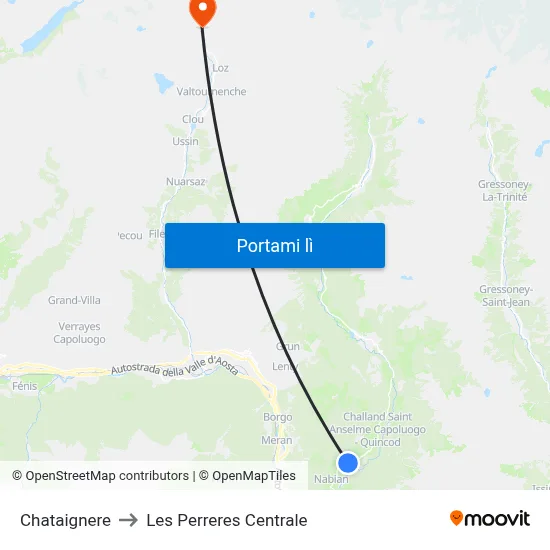 Chataignere to Les Perreres Centrale map