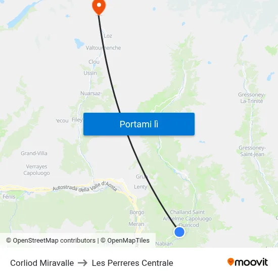Corliod Miravalle to Les Perreres Centrale map