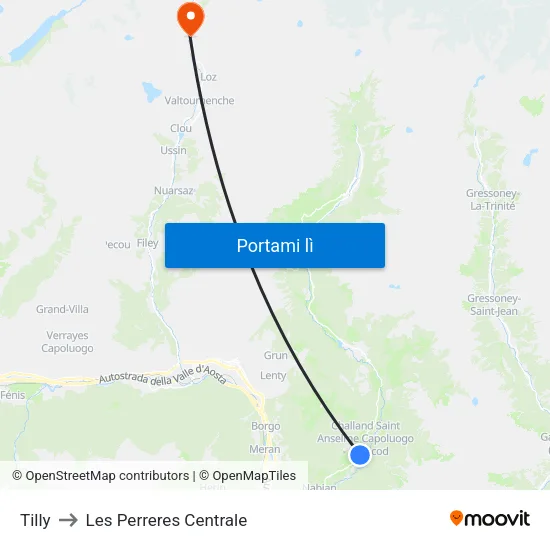 Tilly to Les Perreres Centrale map
