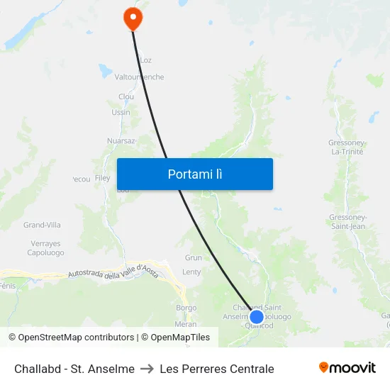 Challabd - St. Anselme to Les Perreres Centrale map