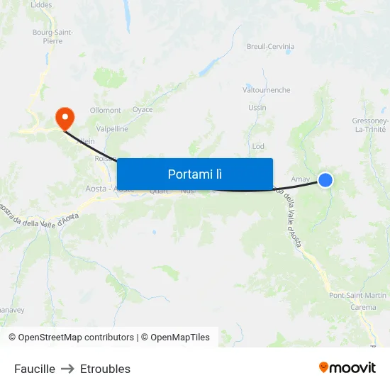 Faucille to Etroubles map