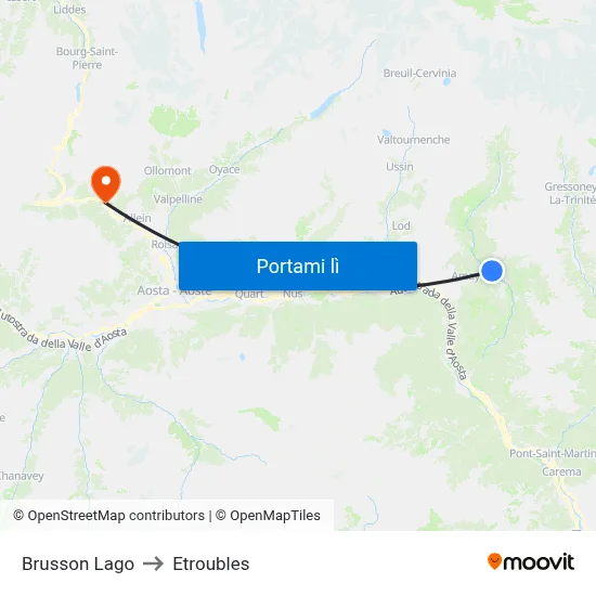 Brusson Lago to Etroubles map