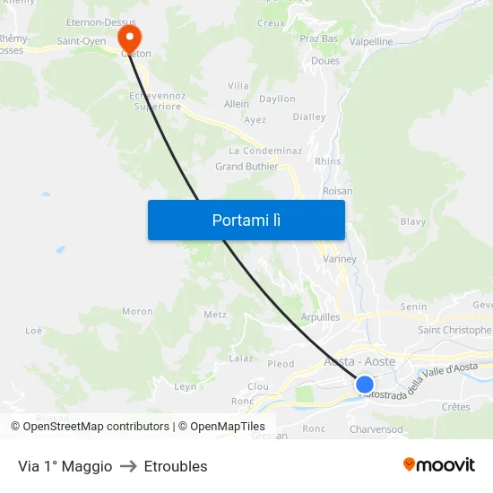 Via 1° Maggio to Etroubles map