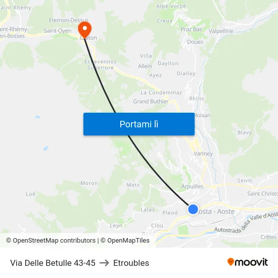 Via Delle Betulle 43-45 to Etroubles map