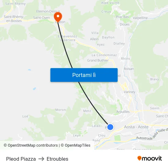 Pleod Piazza to Etroubles map