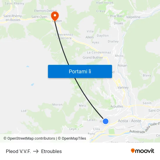 Pleod V.V.F. to Etroubles map
