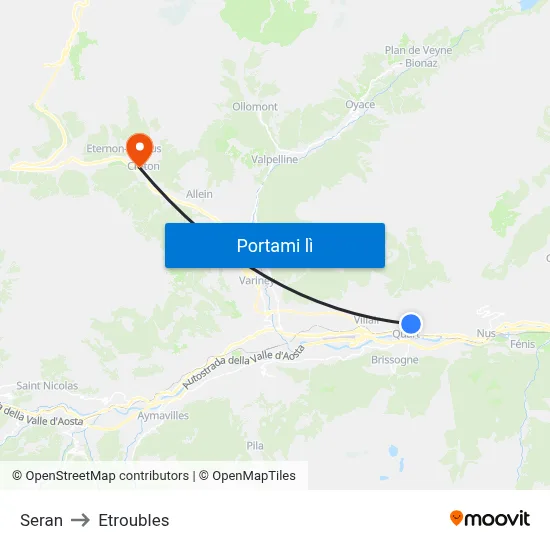 Seran to Etroubles map
