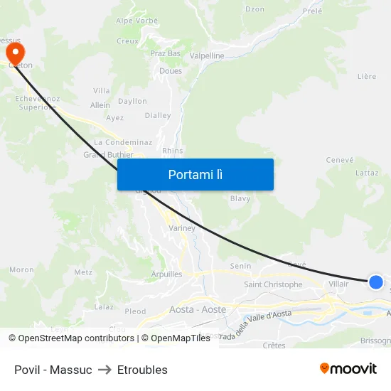 Povil - Massuc to Etroubles map