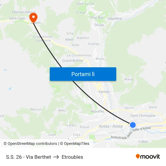 S.S. 26 - Via Berthet to Etroubles map