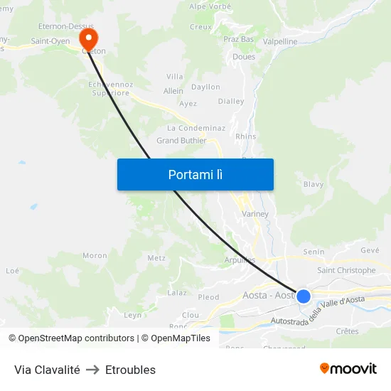 Via Clavalité to Etroubles map