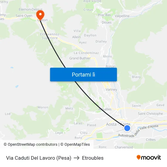 Via Caduti Del Lavoro (Pesa) to Etroubles map