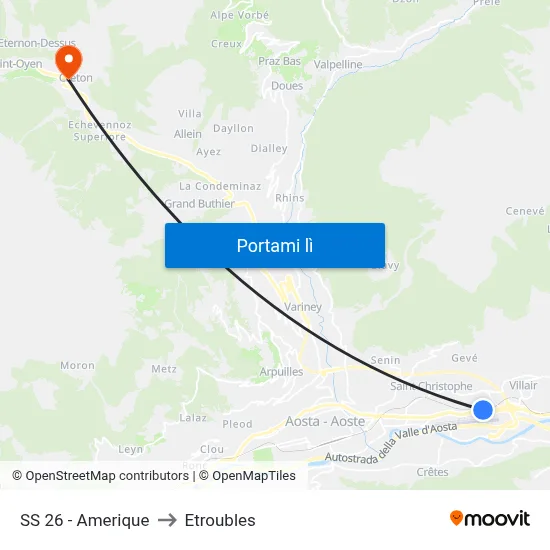 SS 26 - Amerique to Etroubles map