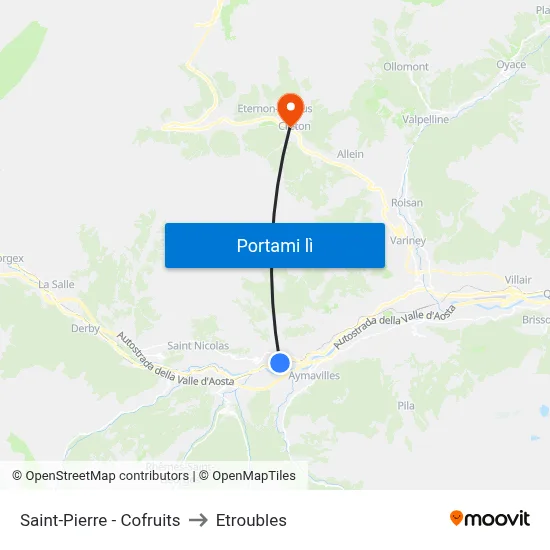 Saint-Pierre - Cofruits to Etroubles map