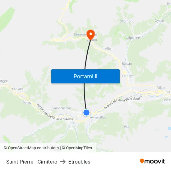 Saint-Pierre - Cimitero to Etroubles map