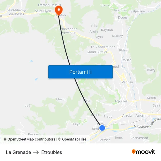 La Grenade to Etroubles map