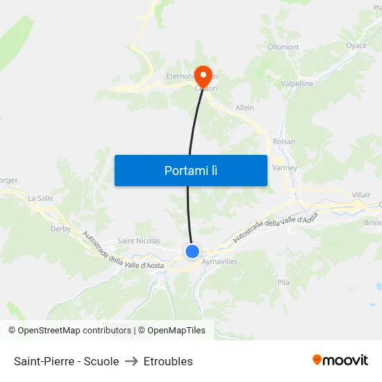 Saint-Pierre - Scuole to Etroubles map