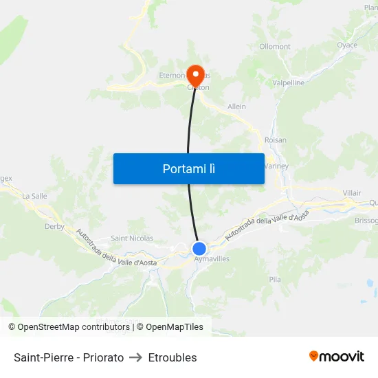 Saint-Pierre - Priorato to Etroubles map