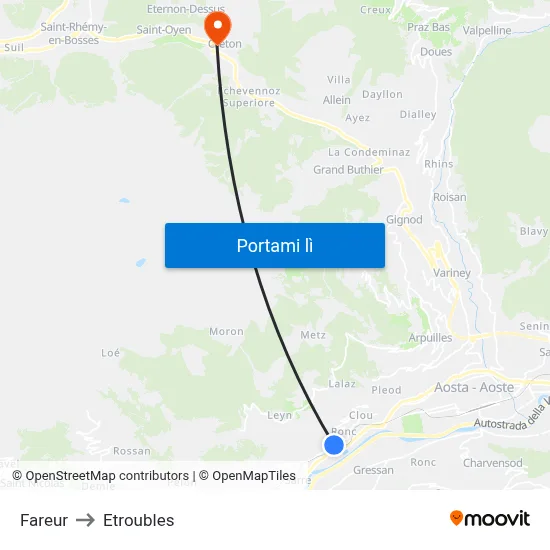 Fareur to Etroubles map