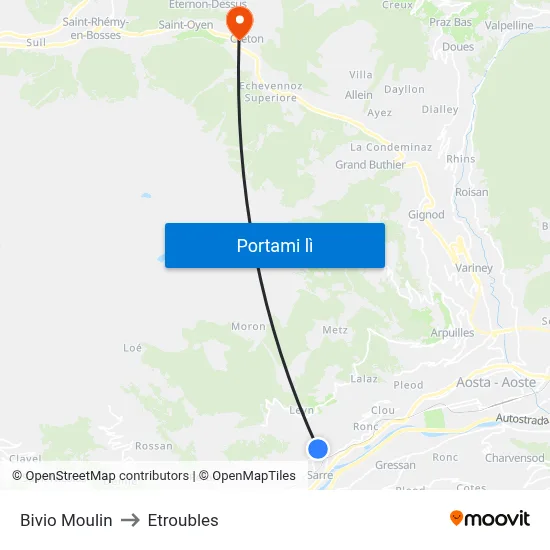 Bivio Moulin to Etroubles map