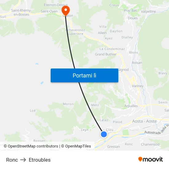 Ronc to Etroubles map