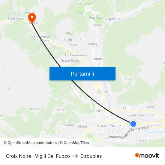 Croix Noire - Vigili Del Fuoco to Etroubles map