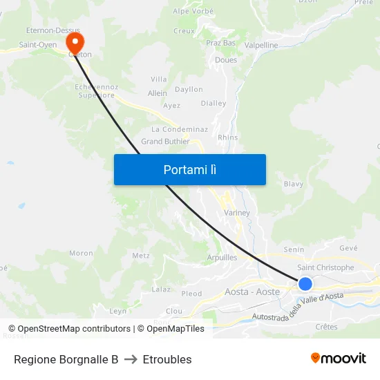Regione Borgnalle B to Etroubles map