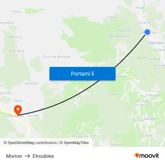 Morion to Etroubles map