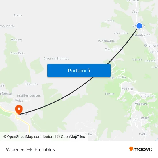 Voueces to Etroubles map