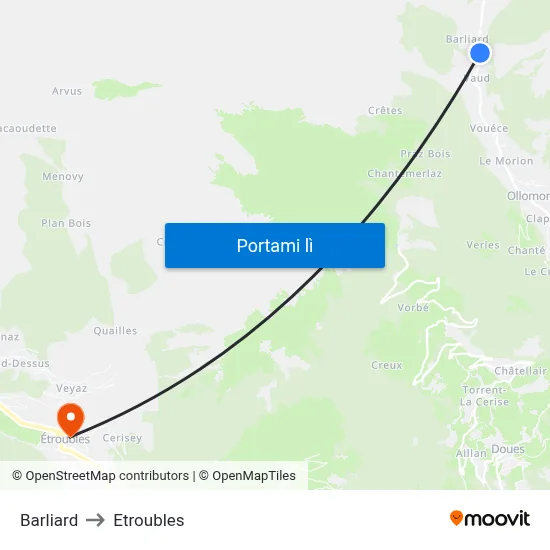 Barliard to Etroubles map