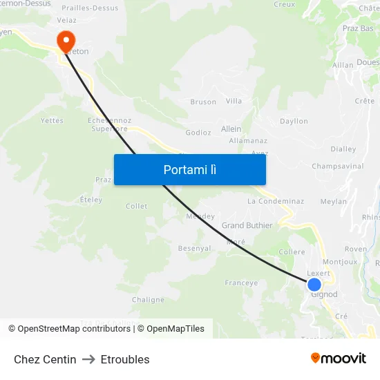 Chez Centin to Etroubles map