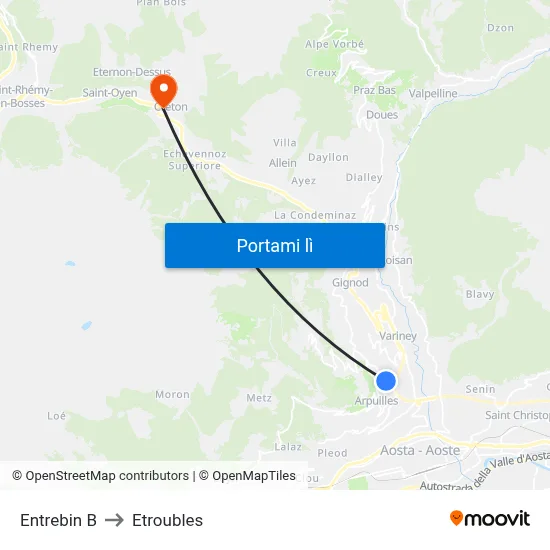 Entrebin B to Etroubles map