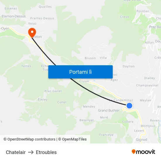 Chatelair to Etroubles map