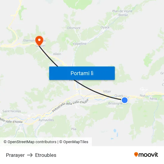 Prarayer to Etroubles map