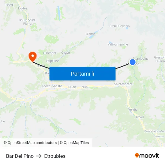 Bar Del Pino to Etroubles map