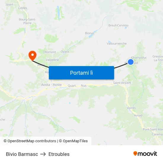 Bivio Barmasc to Etroubles map
