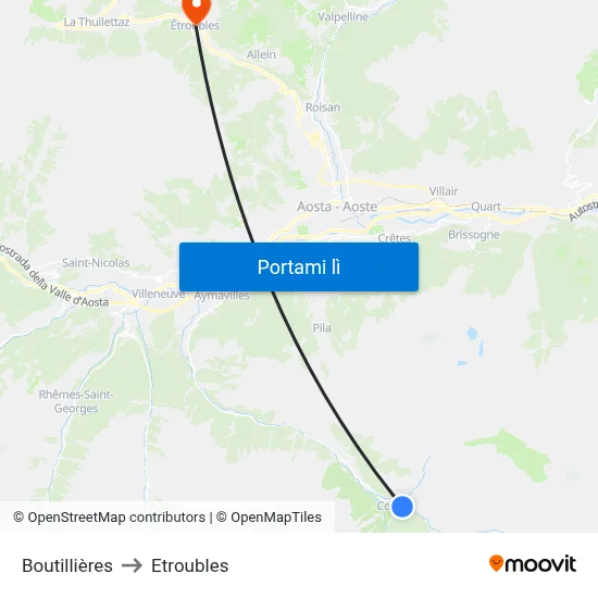 Boutillières to Etroubles map