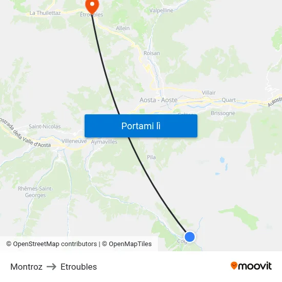 Montroz to Etroubles map