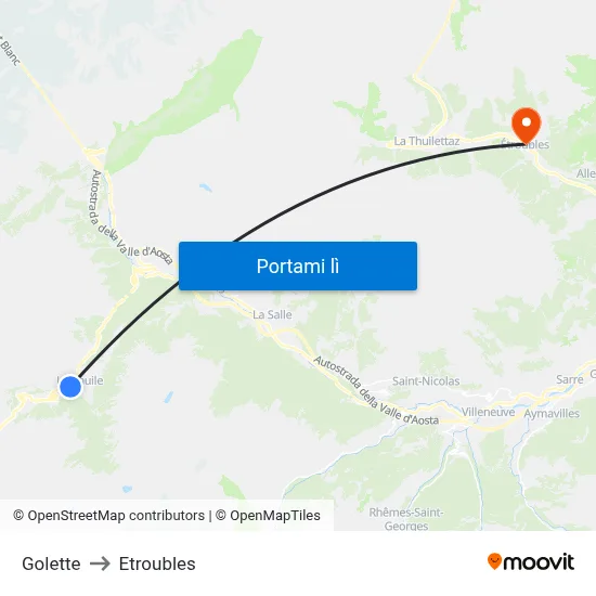 Golette to Etroubles map