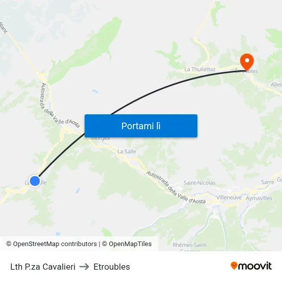 Lth P.za Cavalieri to Etroubles map