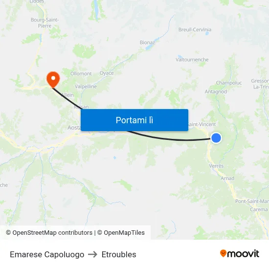 Emarese Capoluogo to Etroubles map