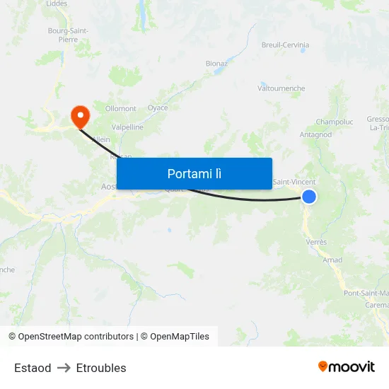 Estaod to Etroubles map