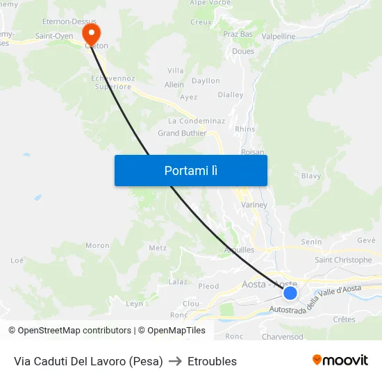Via Caduti Del Lavoro (Pesa) to Etroubles map